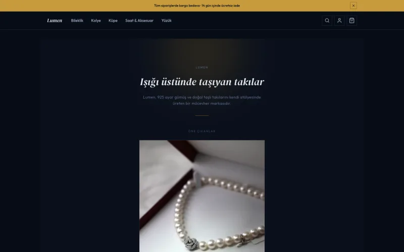 Lumen mağazasının ana sayfası (lumen.shopio.dev)