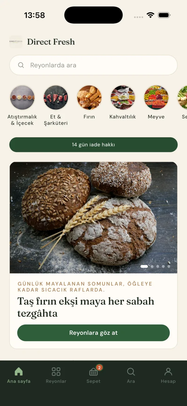 Orontes mobil uygulama ekranı